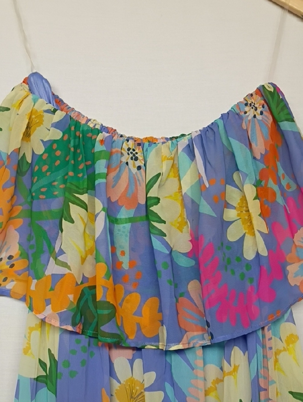 Entro Floral Trim Strapless Dress in Periwinkle - Picture 9 of 10